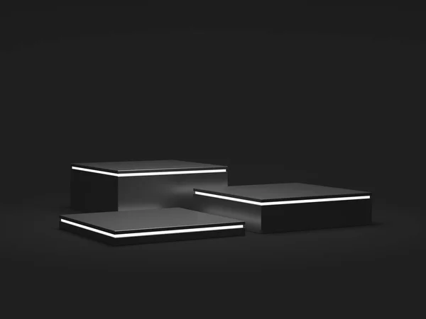 8K产品展示柜作演示之用 3D渲染 盒式低音风格 薄薄的光 — 图库照片