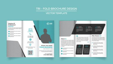 Tri-Fold Brochure Design Template for your Company, Corporate, Business, Advertising, Marketing, Agency, and Internet business. clipart