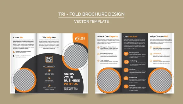 Tri Fold Brochure Design Template Your Company Corporate Business Advertising — Stock Vector