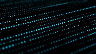 Noktaların ve çizgilerin parladığı teknoloji. Büyük veri görselleştirme 3D. Dijital arkaplan