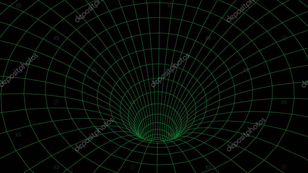 Vector illustration. 3D corridor mesh. Frame tunnel