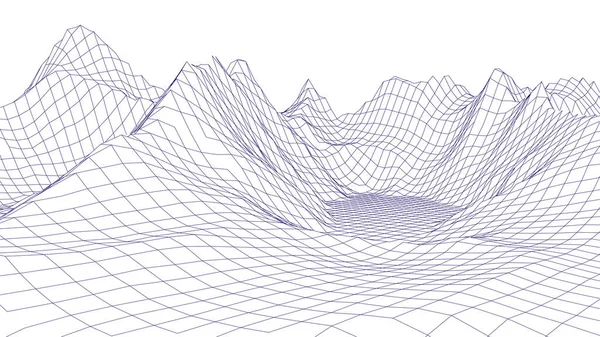 山の風景デザイン ワイヤーフレームの風景3D ベクターイラスト — ストックベクタ
