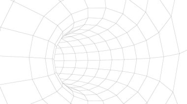 Vektör çizimi. Üç boyutlu koridor örgüsü. Çerçeve tüneli.