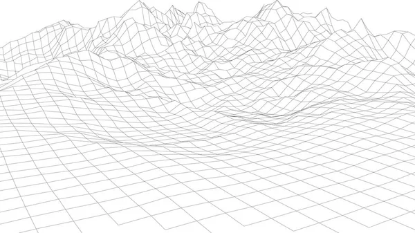 Σχεδιασμός Τοπίου Των Βουνών Wireframe Τοπίο Εικονογράφηση Διανύσματος — Διανυσματικό Αρχείο
