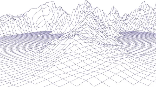 Diseño Paisajístico Montañas Wireframe Paisaje Ilustración Vectorial — Archivo Imágenes Vectoriales