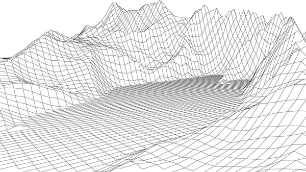 Landschaftsgestaltung Von Bergen Wireframe Landschaft Vektorillustration — Stockvektor