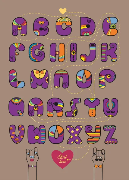 Artistic Alphabet Encrypted Romantic Message You Bad Cartoon Purple Letters — Stock Photo, Image