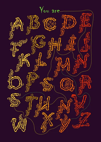 Artistic Alphabet Encrypted Romantic Message You Sunshine Yellow Orange Red — Stock Photo, Image