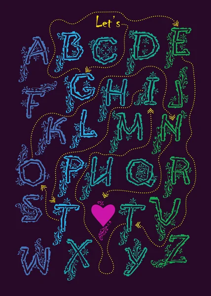 Artistic Alphabet Encrypted Romantic Message Let Get Blue Green Letters — Stock Photo, Image