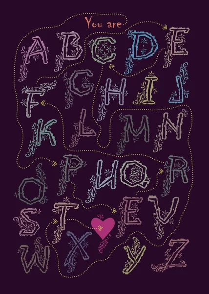 Artistic Alphabet Encrypted Romantic Message You Perfect Colorful Letters Graceful — Stock Photo, Image