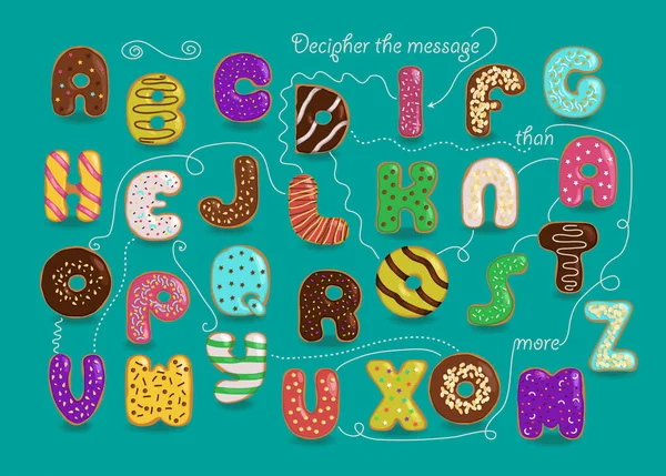 Artistic Alphabet Encrypted Romantic Message Love You More Donuts Cartoon — Stock Photo, Image