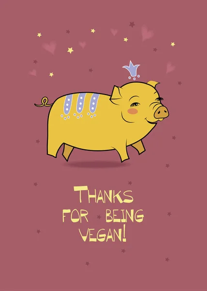 Ano Porco Obrigado Por Ser Vegan — Fotografia de Stock