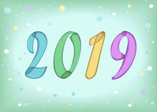 Ano Novo Número Colorido 2019 Com Efeito Pintura Fundo Verde — Fotografia de Stock