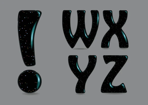 Symboles noirs - W, X, Y, Z, Point d'exclamation — Image vectorielle