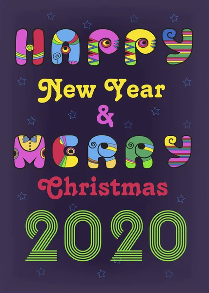 Bonne année et Joyeux Noël 2020 — Image vectorielle