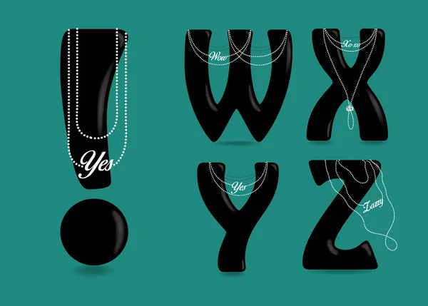 W、 X、Y、Z、感嘆符。真珠のネックレス — ストック写真