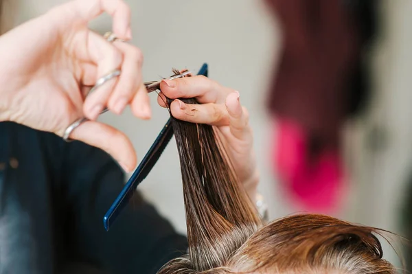 Hairdresser Cutting Out Hair — Stock Photo, Image