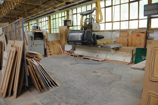 Maszyny Obróbki Drewna Wyroby Fabryce Mebli — Zdjęcie stockowe