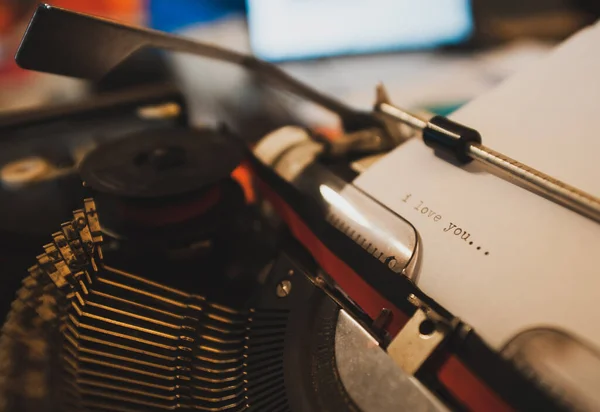 Love You Ago Typed Old Vintage Typewriter Machine Retro Style — Stock Photo, Image