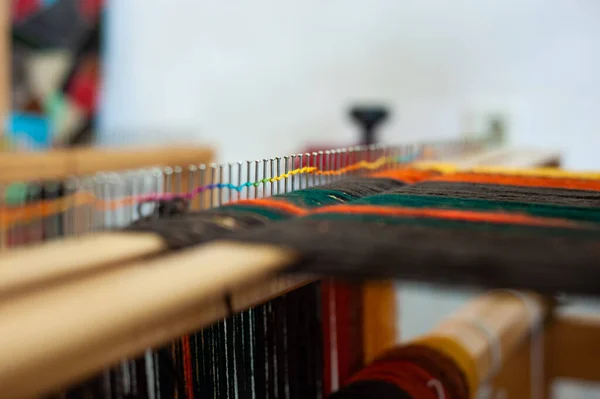 Produção Tradicional Sérvia Cachecóis Tapetes Tear Produção Caseira Arte Pano — Fotografia de Stock