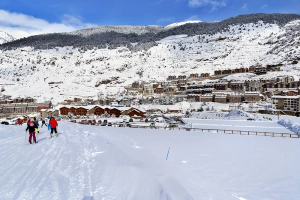 Tarter Andorra Şubat 2018 Kış Günü Bir Alpine Kayak Yamacı — Stok fotoğraf