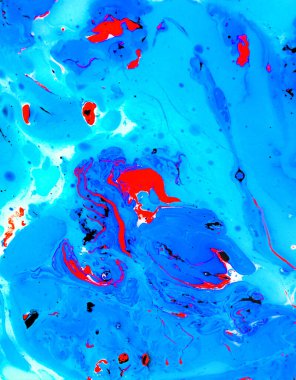 Su sıçrama resminin fotoğrafları. Arka plan resmi olarak kullanılacak su, akrilik, yağ ve süt karışımı soyut renkler. Mermer ya da okyanus desenli akrilik doku, çok renkli arkaplan fotoğrafı