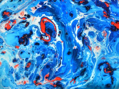 Su sıçrama resminin fotoğrafları. Arka plan resmi olarak kullanılacak su, akrilik, yağ ve süt karışımı soyut renkler. Mermer ya da okyanus desenli akrilik doku, çok renkli arkaplan fotoğrafı