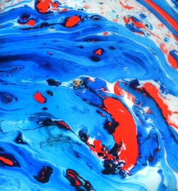 Su sıçrama resminin fotoğrafları. Arka plan resmi olarak kullanılacak su, akrilik, yağ ve süt karışımı soyut renkler. Mermer ya da okyanus desenli akrilik doku, çok renkli arkaplan fotoğrafı