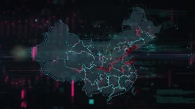 Çin haritası efekt arka planı. Hareket grafiği 2d tasarımı.