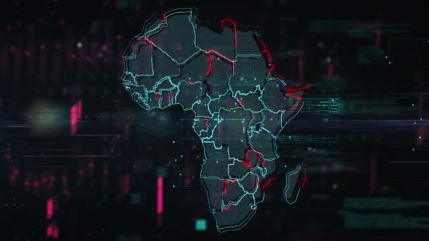 Afrika haritası efekt arka planı. Hareket grafiği 2d tasarımı. — Stok video