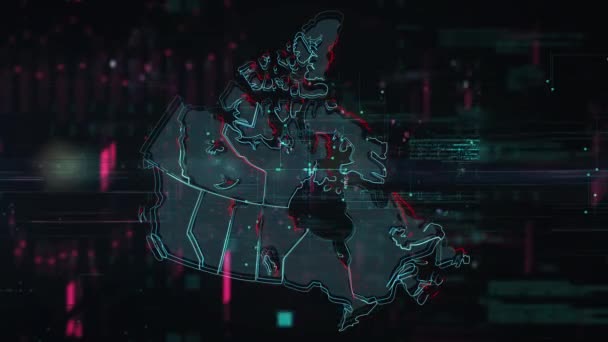 Canada map glitch effect background. Motion graphic 2d design. — Stock Video