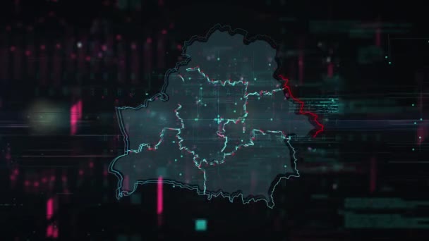 Wit-Rusland kaart glitch effect achtergrond. Bewegingsgrafisch 2d ontwerp. — Stockvideo