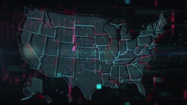 USA kaart glitch effect achtergrond. Bewegingsgrafisch 2d ontwerp. — Stockvideo