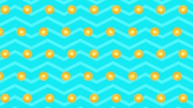 Hareket tasarımı turuncu. Mavi arkaplanda hareketli bir element bulutu.