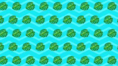 Sarı arka planda moda palmiye yaprakları. Video için hareket canlandırması.