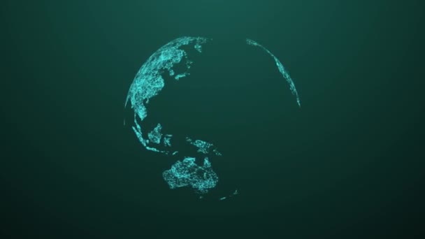 Spinning Earth Globe Animación hecha de puntos y conexiones de líneas — Vídeo de stock