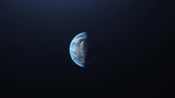 La vista desde el espacio. El planeta Tierra está en el centro de la pantalla. — Vídeos de Stock