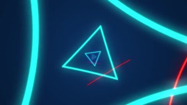 Fütürist tünel neon ışığındaki uçuş animasyonu ile soyut arkaplan