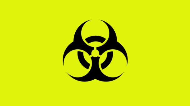 Das Biohazard-Zeichen pulsiert und rotiert. Nahtlose Animation. Auf einer gelben BG. — Stockvideo