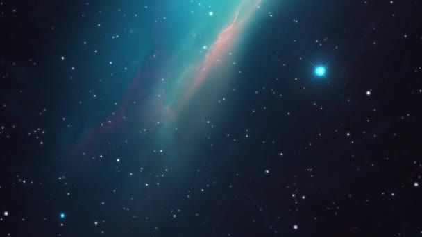 Flying Through The Stars and Blue Nebula In Space (dalam bahasa Inggris). Latar belakang luar angkasa. 4k — Stok Video