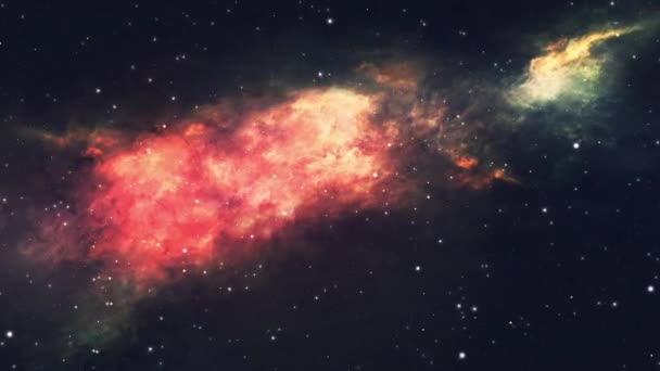 Volando a través de las estrellas y la nebulosa en el espacio. Fondo espacial. Resolución 4k. — Vídeos de Stock