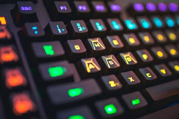 Romer-G backlit mechanical keyboard WSAD buttons detail shot.