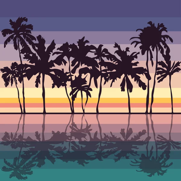 ジューシーな色のストレッチ熱帯の夕日 — ストックベクタ