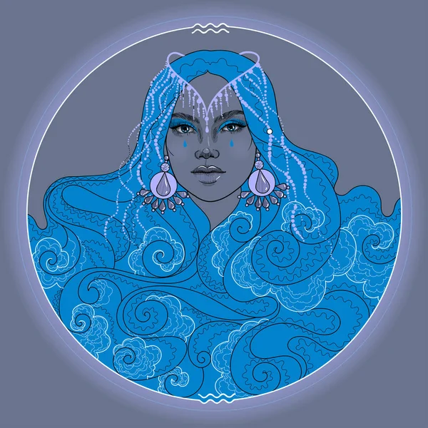 Девушка Волосами Волны Морского Аквариума — стоковый вектор