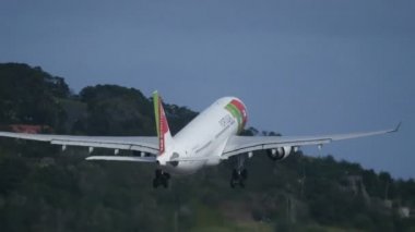 TAP Air Portugal 'ın Airbus A330 CS-TOM Madeira Havaalanı' ndan havalandıktan sonra tırman