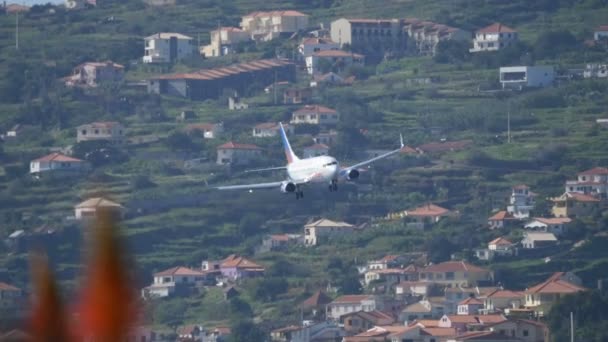 Avion de ligne Atterrissage Boeing B-737 Avion de passagers par Jet2 Aéroport de Madère 4K — Video