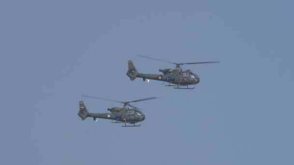 Flygvapnets markanfall Helikopter Soko Aerospatiale SA 342 Gasell — Stockvideo