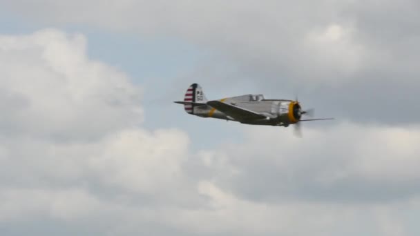 Истребитель ВВС США Curtiss P-36 Hawk времен Второй мировой войны — стоковое видео