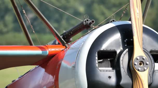 Erster Roter Weltkriegsdreidecker Fokker Dr. I Kampfflugzeuge des Roten Barons — Stockvideo