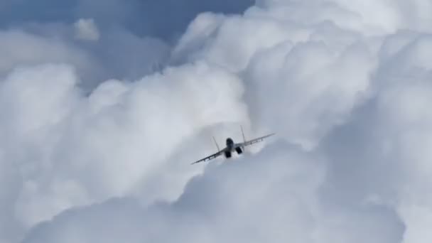 Militärflugzeuge im Flug bei trübem Himmel. MiG-29 Seltenes 4K UltraHD Video. — Stockvideo